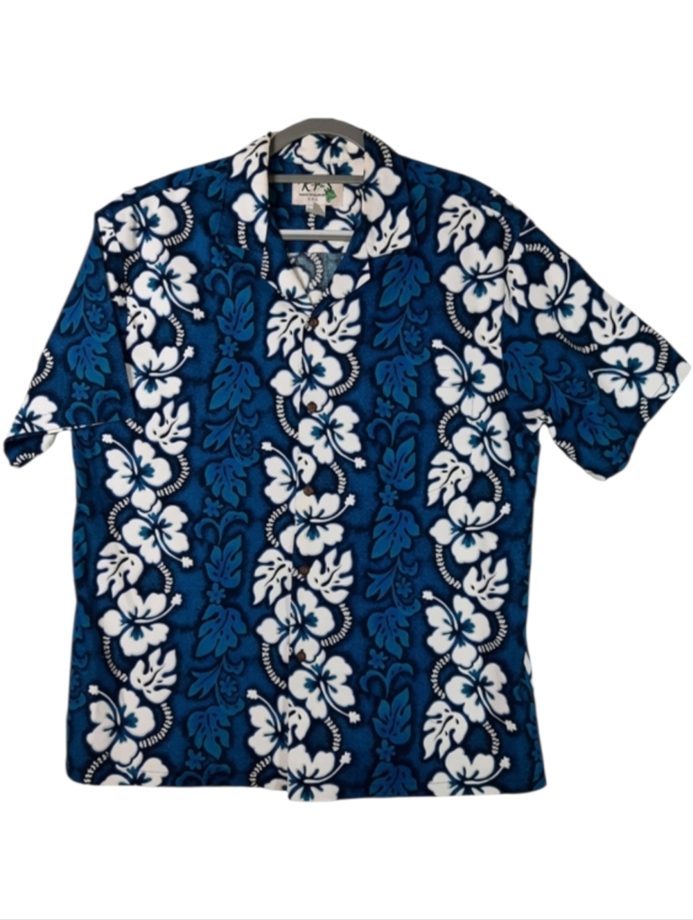 Ky's Authentic VTG Floral Blue Hawaiian Shirt SZ XL